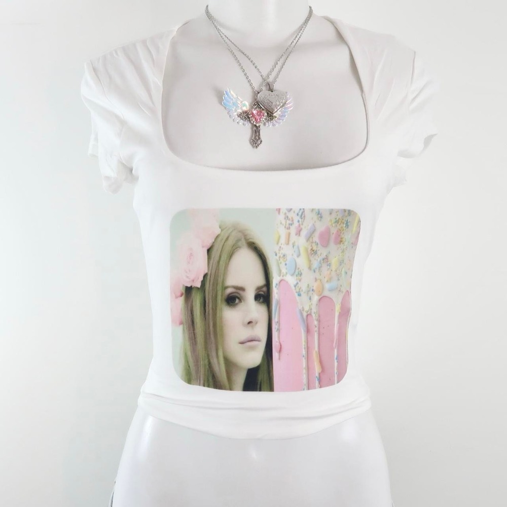 lana del rey pink candy graphic baby tee y2k